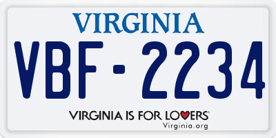 VA license plate VBF2234