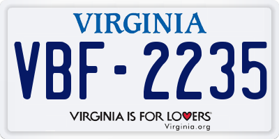 VA license plate VBF2235