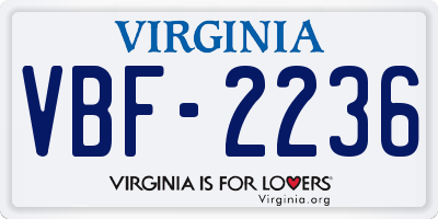 VA license plate VBF2236
