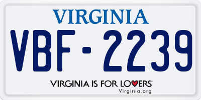 VA license plate VBF2239