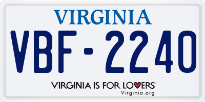 VA license plate VBF2240