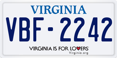 VA license plate VBF2242