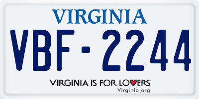 VA license plate VBF2244