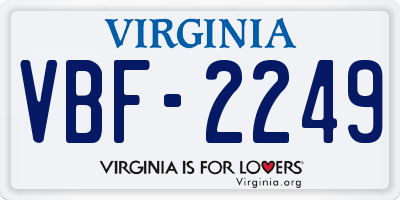 VA license plate VBF2249