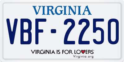 VA license plate VBF2250