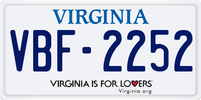 VA license plate VBF2252