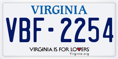 VA license plate VBF2254