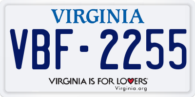 VA license plate VBF2255