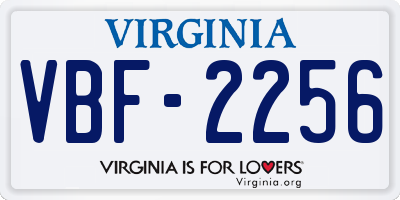 VA license plate VBF2256
