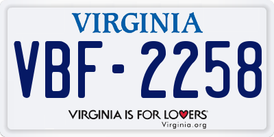 VA license plate VBF2258
