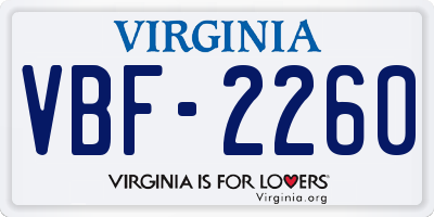 VA license plate VBF2260