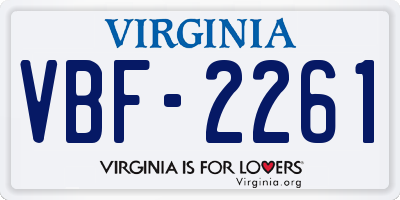 VA license plate VBF2261