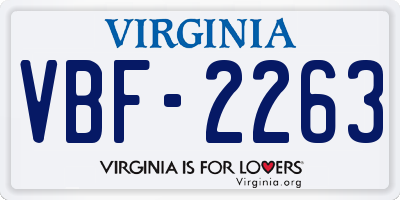 VA license plate VBF2263