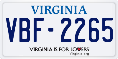 VA license plate VBF2265