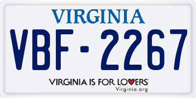 VA license plate VBF2267