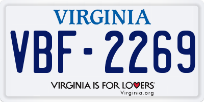 VA license plate VBF2269