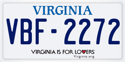 VA license plate VBF2272