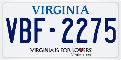 VA license plate VBF2275