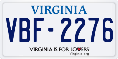 VA license plate VBF2276