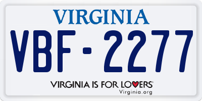 VA license plate VBF2277