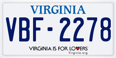 VA license plate VBF2278