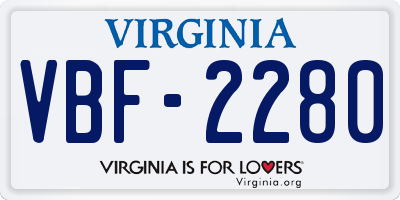 VA license plate VBF2280