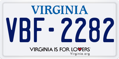 VA license plate VBF2282