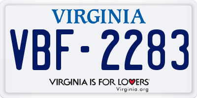 VA license plate VBF2283