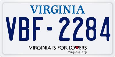 VA license plate VBF2284