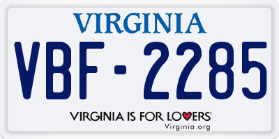 VA license plate VBF2285