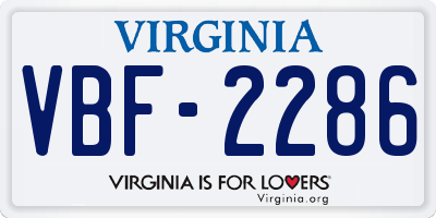 VA license plate VBF2286