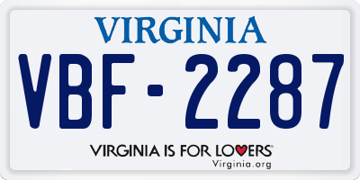 VA license plate VBF2287