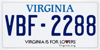 VA license plate VBF2288
