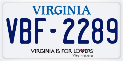 VA license plate VBF2289