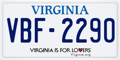 VA license plate VBF2290