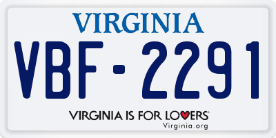 VA license plate VBF2291