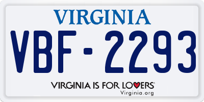 VA license plate VBF2293