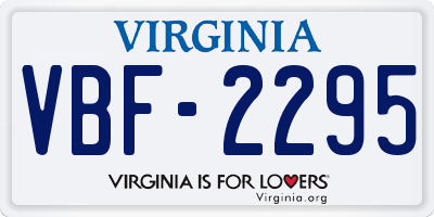 VA license plate VBF2295