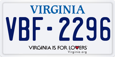 VA license plate VBF2296