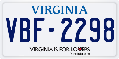 VA license plate VBF2298