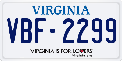 VA license plate VBF2299
