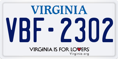 VA license plate VBF2302