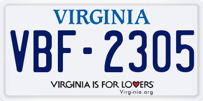 VA license plate VBF2305