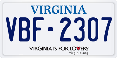 VA license plate VBF2307