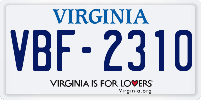 VA license plate VBF2310