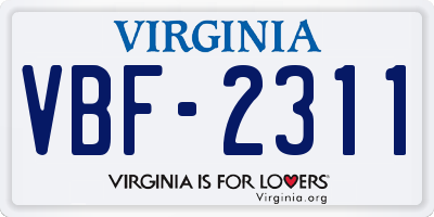 VA license plate VBF2311