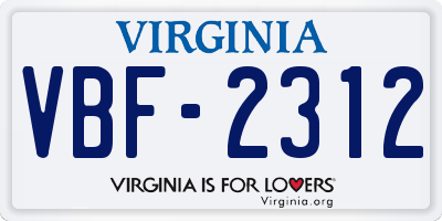 VA license plate VBF2312