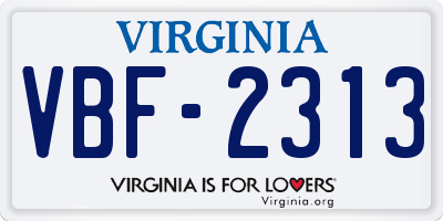VA license plate VBF2313