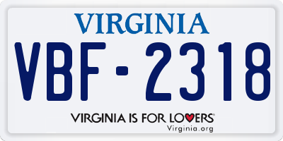 VA license plate VBF2318