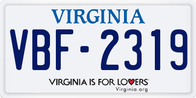 VA license plate VBF2319